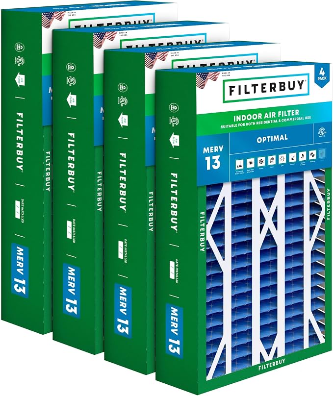Filterbuy 16x28x6 Air Filter MERV 13 Optimal Smoke & Allergy Defense, Pleated by Filterbuy