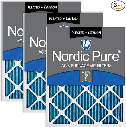 Nordic Pure 14x30x1 Pleated Air Filters MERV 7 Plus Carbon 3 Pack by NordicPure
