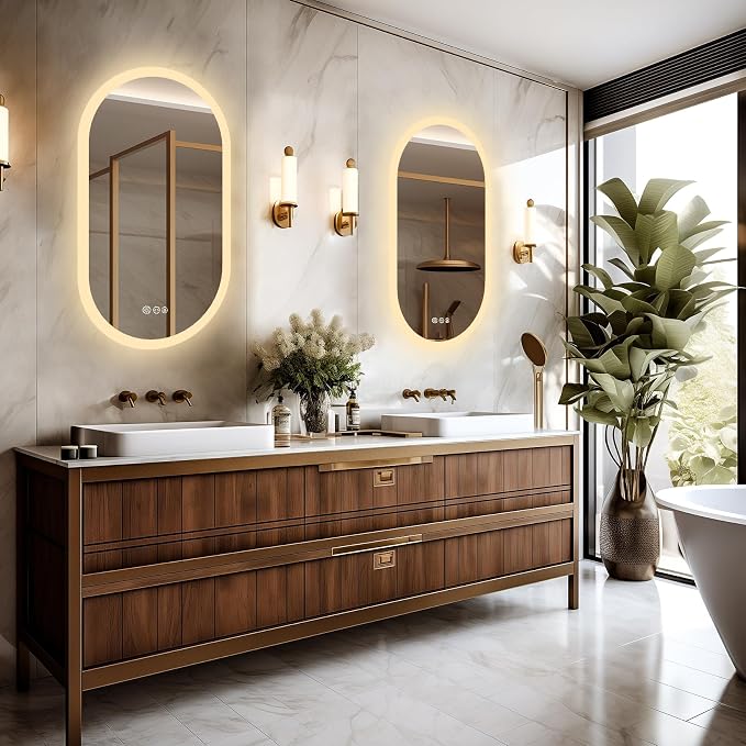 LUVODI Lighted LED Bathroom Mirror: 32x20IN Oval Wall Mounted Vanity Mirror - Image 8