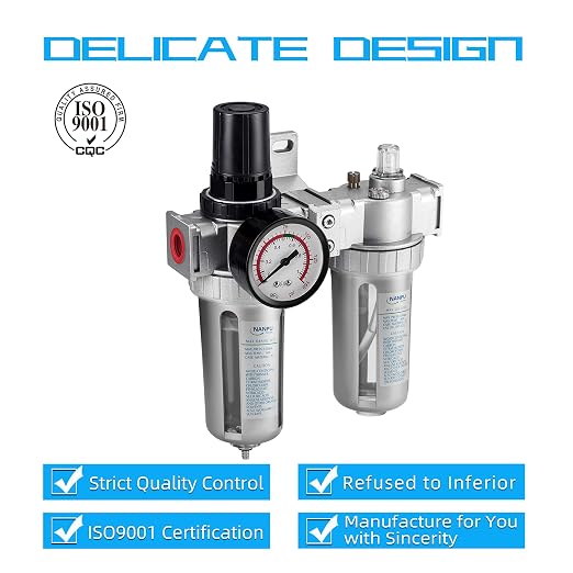 NANPU 3/8" NPT Air Filter Pressure Regulator Lubricator Dryer Gauge Kit - Image 4