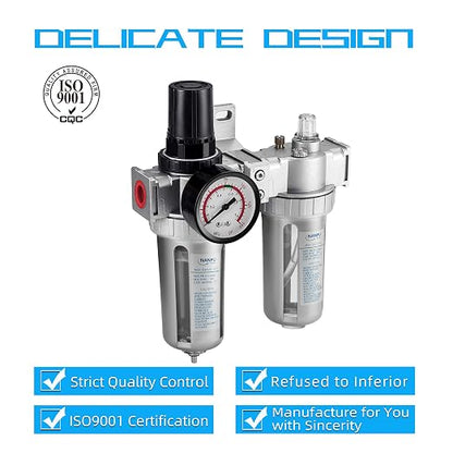 NANPU 3/8" NPT Air Filter Pressure Regulator Lubricator Dryer Gauge Kit - Image 4