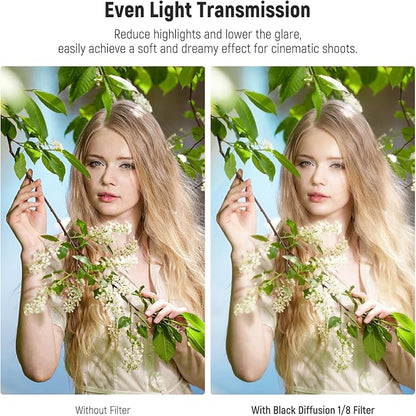 NEEWER 77mm Black Diffusion 1/8 Filter, Soft Dreamy Cinematic Effect, Ultra - Image 3