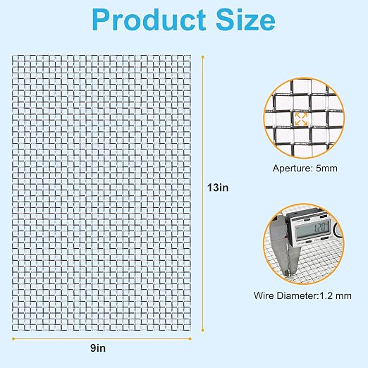 8 Pcs 13x9 5 Mesh 304 Stainless Steel Wire Mesh Sheet, Rustproof Metal Mesh - Image 4