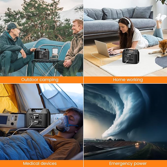 SinKeu Portable Power Station 80000mAh,256Wh LiFePO4 Battery Backup,300W AC Outlets, Power Bank for Hurricane Emergency Outdoor Camping RVs Home