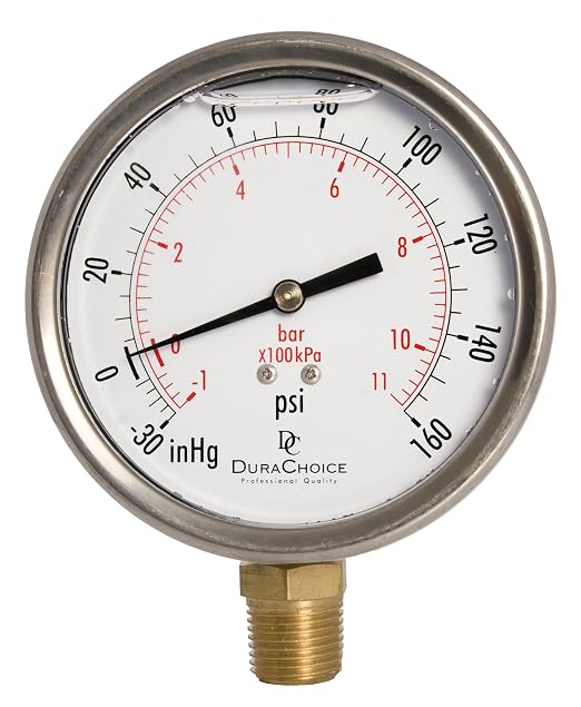 4" Oil Filled Vacuum Pressure Gauge by DirectMaterial