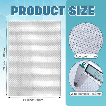 SATINIOR 2 Packs 11.8 x 39.3 Inch 304 Stainless Steel Woven Wire Mesh Fine - Image 3