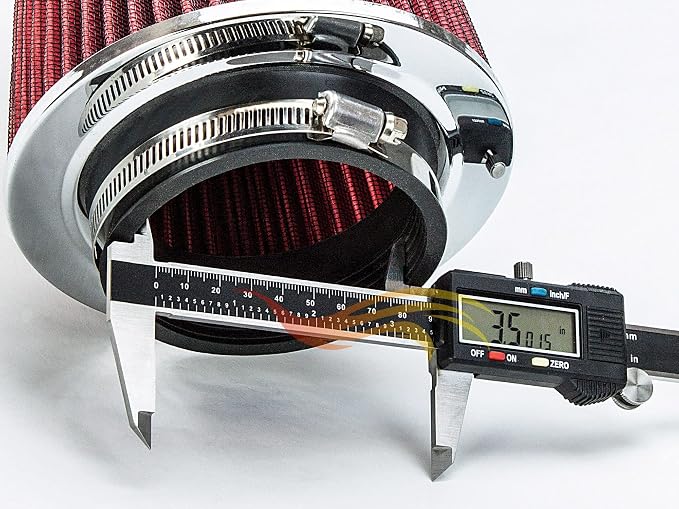 RED 3.5" 89 mm Inlet Cold Air INTAKE Cone Replacement Performance Washable - Image 3