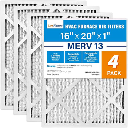 LotFancy 16x20x1 Air Filter MERV 13 4-Pack, Electrostatic Pleated HVAC Furnace - Image 9