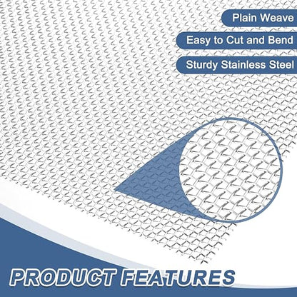 uxcell 8 Mesh 39" x 12" Woven Wire Mesh, 304 Stainless Steel Air Vent Filter - Image 3