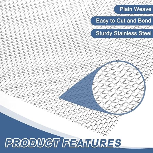 uxcell 8 Mesh 118" x 10" Woven Wire Mesh, 316 Stainless Steel Air Vent Filter - Image 3