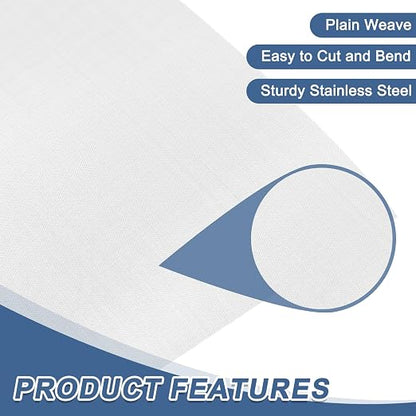 uxcell 80 Mesh 118" x 12" Woven Wire Mesh, 304 Stainless Steel Air Vent Filter - Image 3