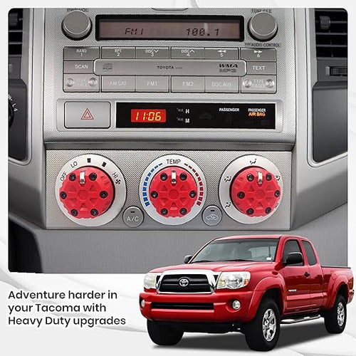 2nd Gen Tacoma Accessories AC Knob Upgrade - 2005,2006,2007,2008,2009,2010,2011,2012,2013,2014,2015 Tacoma Climate Control Dial Mods Set - 2nd Gen Tacoma Mods - for Toyota Interior Replacement Kit