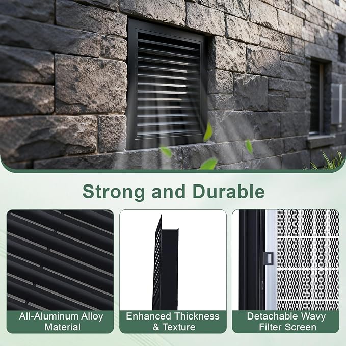 2-Pack 12"x12"Aluminum Gable Vent - Image 3