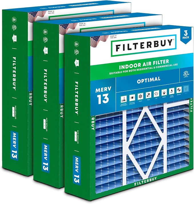Filterbuy 19x20x5 Air Filter MERV 13 Optimal Smoke & Allergy Defense, Pleated by Filterbuy