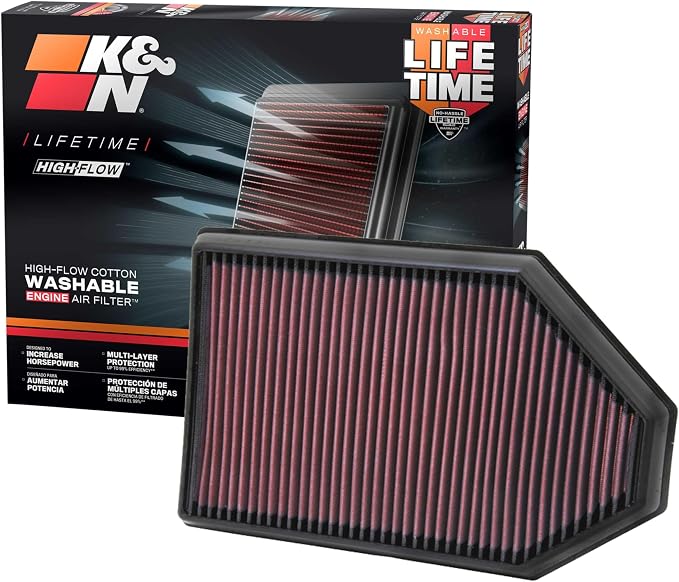 K&N High-Flow Original Lifetime Engine Air Filter: Increase Power: Premium by KNEngineeringInc