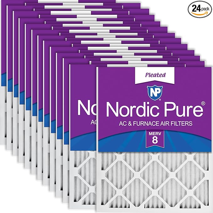 Nordic Pure 18x20x1 Pleated MERV 8 Air Filters 24 Pack by NordicPure