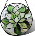CRISGIF Stained Glass Window Hanging - Ireland Green Plants Suncatcher for Doors Garden Succulent Sun Catchers Decor Mother's St. Patrick's Day Birthday for Women Men Mom Nana 9.8 in