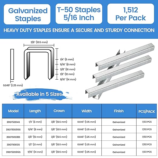 meite Heavy Duty Staples, 5/16 Inch Length T-50 Staples - Image 2