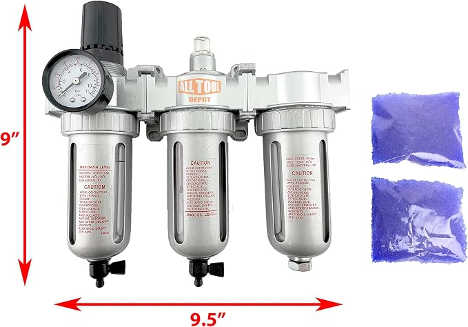 1/2" NPT Mid Flow Filter Regulator Coalescing Desiccant Dryer System - Image 2