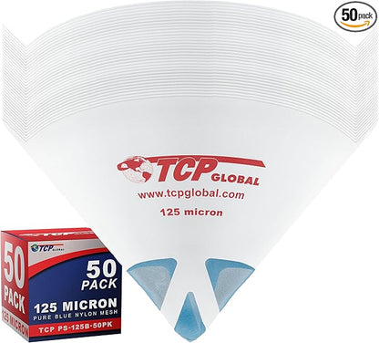 TCP Global - 125 Micron Filter Tips Ultra-Fine Paint Strainer - Pure Blue Nylon by TCPGlobal