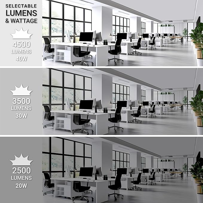 NUWATT 20 Pack 2x2 LED Flat Panel Lighting, Drop Ceiling Light Wattage Selectable 40W/30W/20W, 5CCT 3000K/3500K/4000K/5000K/6500 Suspended Ceiling LED Lights, 4400LM, Dimmable 0-10V, 120-277V, ETL