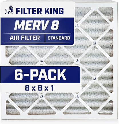 Filter King 8x8x1 Air Filter | 6-PACK | MERV 8 HVAC Pleated A/C Furnace Filters by FilterKing