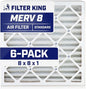 Filter King 8x8x1 Air Filter | 6-PACK | MERV 8 HVAC Pleated A/C Furnace Filters by FilterKing