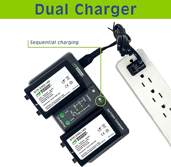 Wasabi Power Battery 2-Pack and Dual Charger for Nikon EN-EL18d, MH-33, Z9, D4, D5, D6, D850 (with adapters/Grips)