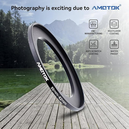 55mm Lens to 62mm Camera Lens Adapter, 55mm to 62mm Filter Step-up Ring Adapter - Image 2