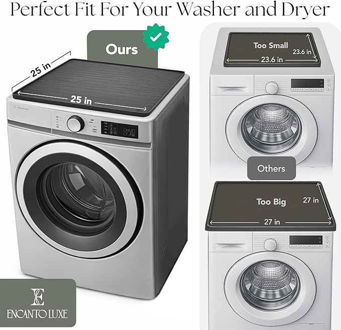 1 PC Washer and Dryer Top Cover Protectors 25" x 25", Laundry Machine Dust Guards (Onyx (Dark Grey))