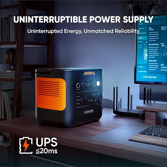 Jackery Explorer 2000 v2 Portable Power Station and 102W Fast Charger, 2042Wh/2200W LiFePo4 Battery, 20ms UPS Home Backup, USB-C PD 100W Fast Charging for Power Outages, Emergencies, Camping & RVing