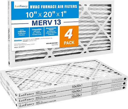 LotFancy 10x20x1 Air Filter MERV 13 4-Pack, Electrostatic Pleated HVAC Furnace - Image 9