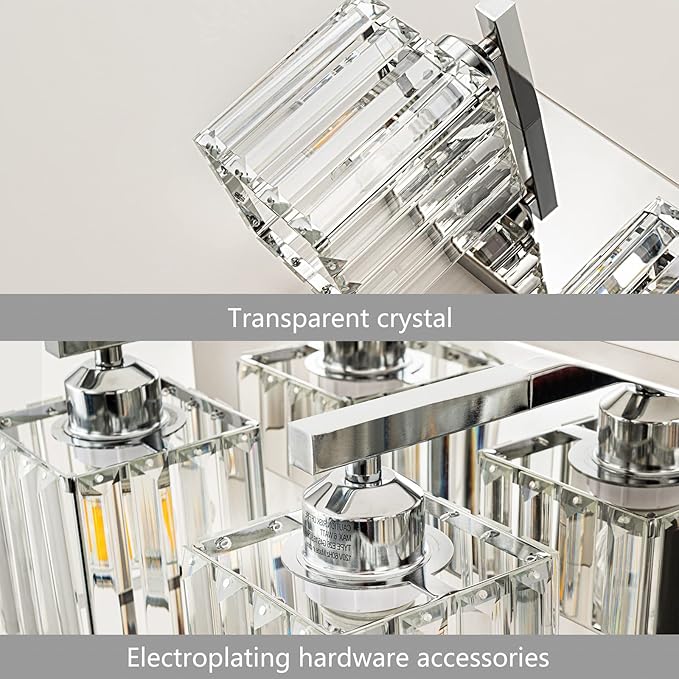 FDPBY Modern Vanity Light 5-Lights Chrome Crystal Bathroom Wall Light Fixtures