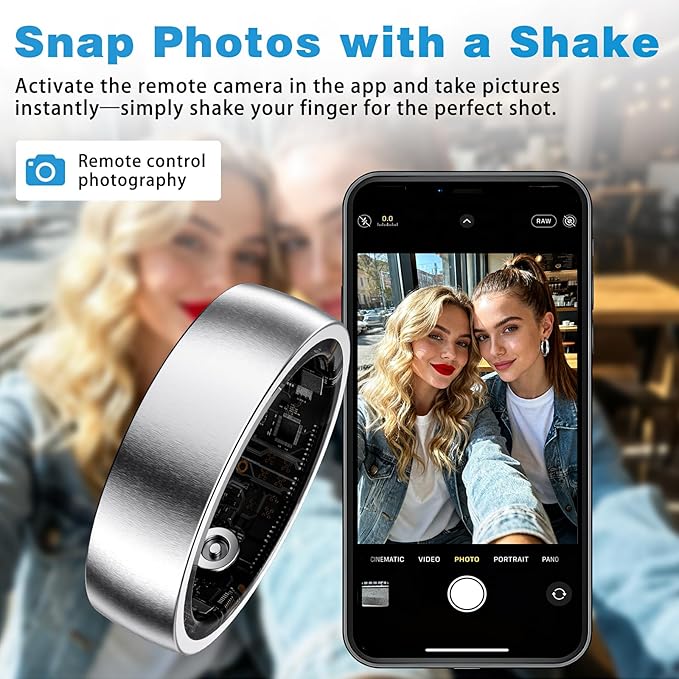 S SECRETTOP Smart Ring for Women Men, Activity Tracker, SpO2, Heart Rate Monitor, Sleep Monitoring, IP68 Waterproof Fitness Ring for iOS & Android (Silver 13)