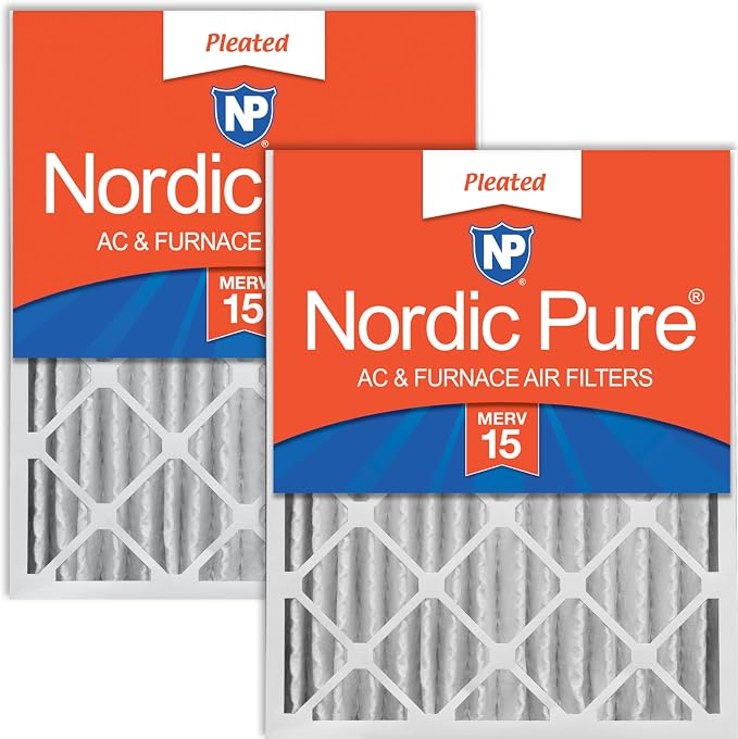 Nordic Pure 20x20x4 Pleated MERV 15 Air Filters 2 Pack by NordicPure