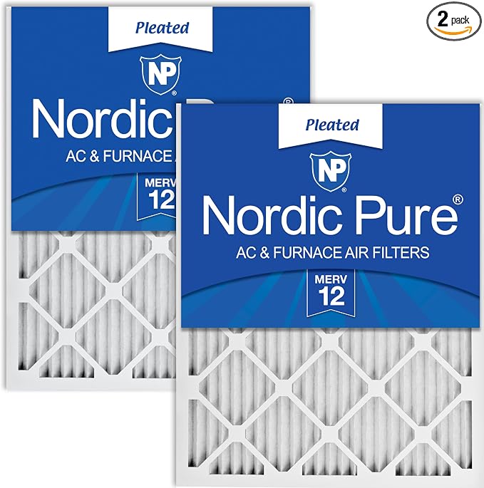 Nordic Pure 16x30x1 Pleated MERV 12 Air Filters 2 Pack by NordicPure