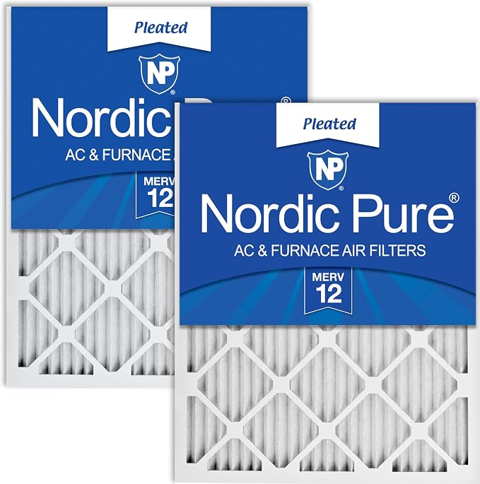 Nordic Pure 14x25x1 Pleated MERV 12 Air Filters 2 Pack by NordicPure