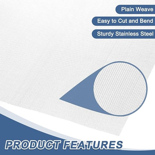 uxcell 40 Mesh 79" x 16" Woven Wire Mesh, 304 Stainless Steel Air Vent Filter - Image 3