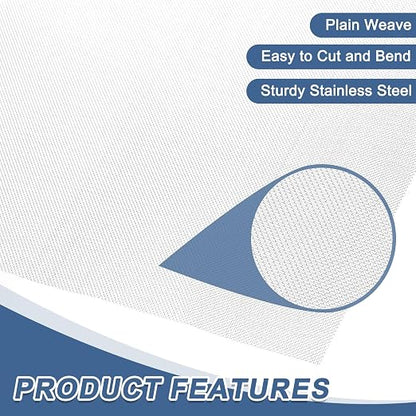 uxcell 40 Mesh 79" x 10" Woven Wire Mesh, 304 Stainless Steel Air Vent Filter - Image 3