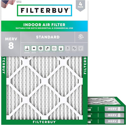 Filterbuy 16.5x21.5x1 Air Filter MERV 8 Essential Dust & Allergy Defense by Filterbuy