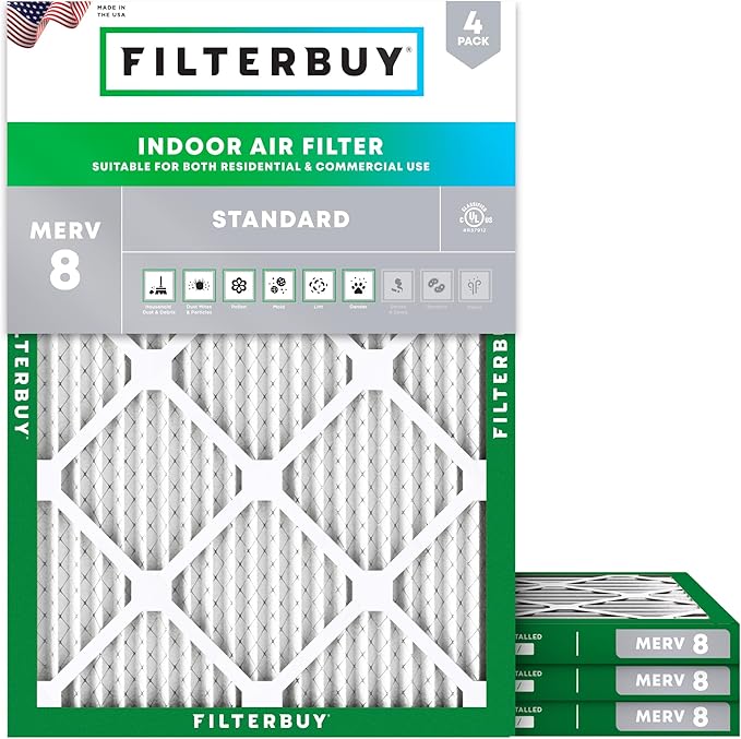 Filterbuy 17x21x1 Air Filter MERV 8 Essential Dust & Allergy Defense, by Filterbuy