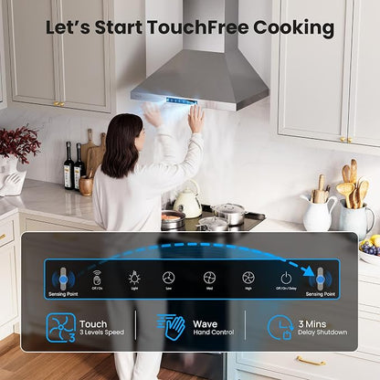 Wall Mount 36 Inch Range Hood 900 CFM, Ductless/Ducted Convertible Kitchen Hood - Image 5