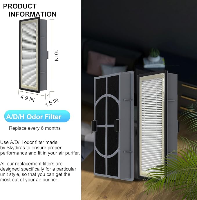 A/D/H HEPA Filter, Allergen Reduction + Odor Eliminator, Compatible - Image 3