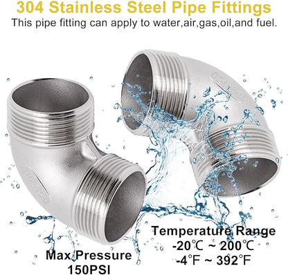 90 Degree Elbow 1PCS, 1-1/2" NPT Male X 1-1/2" NPT Male 304 Stainless Steel - Image 5