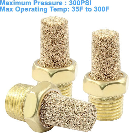10 Pack 1/8" Male Thread Pneumatic Brass Exhaust Muffler Filter Air Pneumatic - Image 4