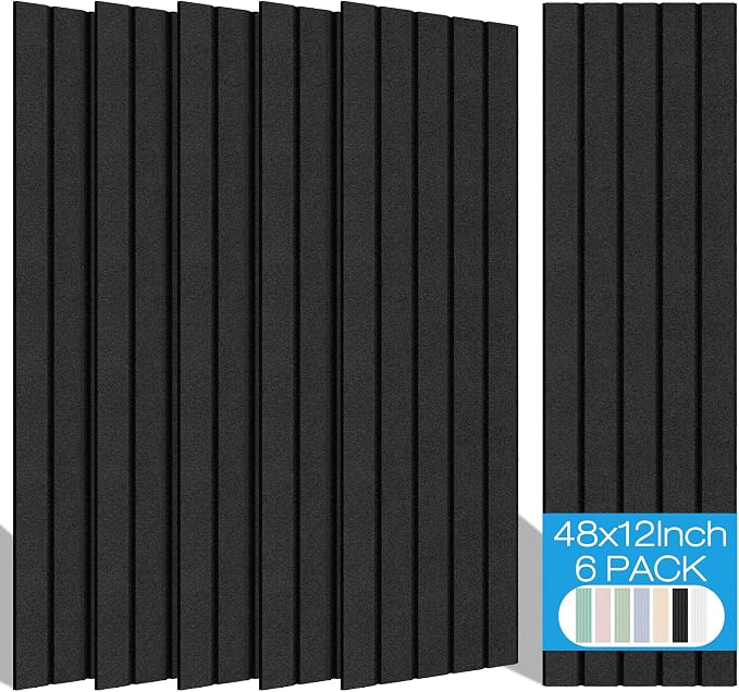 BUBOS 6 Pack Large Acoustic Panels, 48x12Inch SoundProof Panels by BUBOS