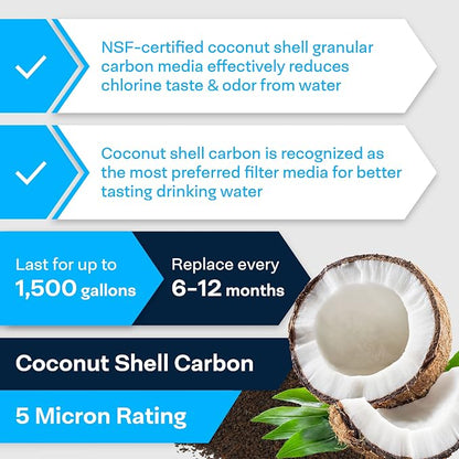 SpiroPure Inline Filter NSF Coconut Shell Granular Carbon Water Filter - Image 5