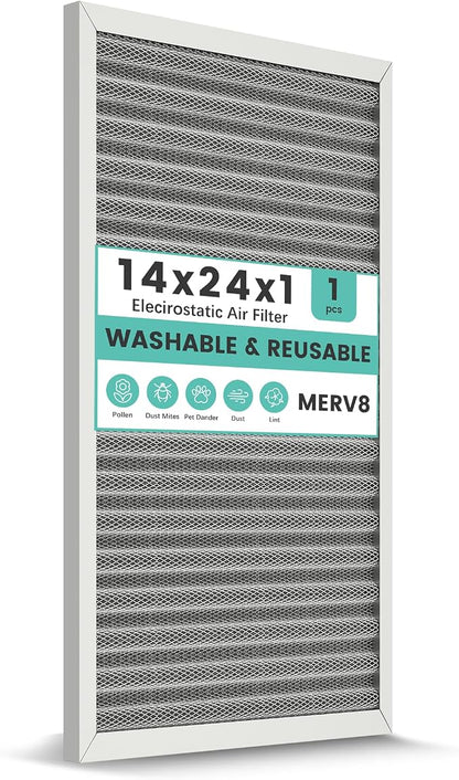 14x24x1 HVAC Furnace Air Filter, Washable Electrostatic Furnace Filter by KEYINGXUAN