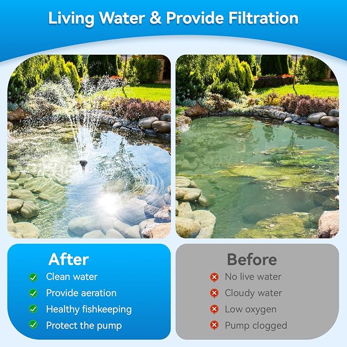 POPOSOAP Pond Filter with 55W Solar Fountain Pump, Solar Pond Filter with - Image 8