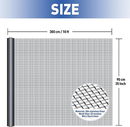 MAGZO 304 Stainless Steel Mesh Screen Roll 35in x 10ft - Image 2